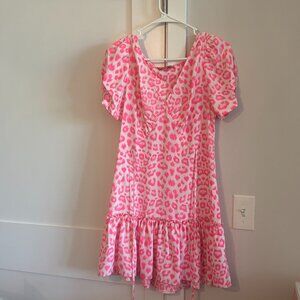 Betsey Johnson - Hot pink leopard pattern tie dress